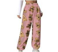 Jogginghose Damen Warm Winter Fleecehose Lang Haushose Flauschig Plüsch Thermohose Sherpa Gefüttert Pyjamahose Teddy Fleece Winterhose Fitness Sport Hosen Freizeithose Yogahose Stoffhose Leggings