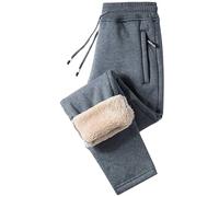 Jogginghose für Herren, warm gefüttert, Trainingshose, Thermohose, Winter, Laufen, mit Kordelzug-Futter, Sweathose, lässig, Sport, Sweatpants für Herren, Baggy Chef, Herren-Chinos, grau, 3XL