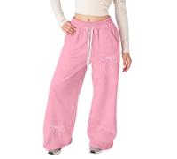 Jogginghose für Mädchen, weite Trainingshose, gerades Bein, übergroß, leicht, hohe Taille, Jogginghose, offener Saum, warm, klassische Kinder-Sportbekleidung, rose, 8-9 Years