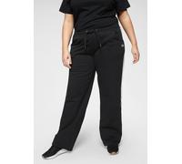 Jogginghose H.I.S, Damen, Gr. 46, N-Gr, schwarz-weiß (schwarz, weiß), Obermaterial: 60% Baumwolle, 40% Polyester, bequem lang, Hosen Jogginghose, Große Größen (328049-46)