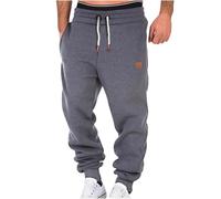 Jogginghose Herren Breite Jogging Hose Weites Bein Baumwolle Elastische Taille Sweatpants Lang Sporthose Sweat Pants Männer Sweathose Herren Hose Lang Rangerhose Herren Hose Lang Regular Fit
