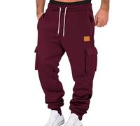 Jogginghose Herren Casual Chino Hosen Einfarbig Relaxed-Fit Haremshose Sweathose Sporthose Aestethic Sweatpants Elastische Taille Freizeithosen Outdoorhose Baggy Cargohosen mit Kordelzug und Taschen