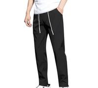 Jogginghose Herren Hosen Männer Sommer Dünne Freizeithose Lang Leicht Loose Fit Sommerhose Einfarbig Stoffhose mit Tunnelzug und Taschen Atmungsaktive Schnell Trocknende Sport Hosen