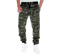 Jogginghose Herren Tarnen Hose Camouflage Cargo Trainingshose Herren Tarnmuster Freizeithose Sporthose mit Kordelzug Taschen Bündchen Weich Und Bequem Baumwolle Camouflage Military Casual Style