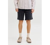 Jogginghose JACK & JONES "JPSTJAIDEN BREEZE JOGGER SHORT", Herren, Gr. M, N-Gr, schwarz detail:solid, Web, Obermaterial: 81% Baumwolle, 15% Leinen, 4% Elasthan, unifarben, regular fit kniefrei, Hosen