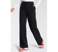 Jogginghose KANGAROOS, Damen, Gr. 46, N-Gr, schwarz, angeraute Sweatware, Obermaterial: 80% Baumwolle, 20% Polyester, kontrastfarbene Details, unifarben, bequem normal, Hosen Jogginghose, mit weitem B