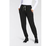 Jogginghose KANGAROOS, Damen, Gr. 50, N-Gr, schwarz, Sweatware, Obermaterial: 95% Baumwolle, 5% Elasthan, bedruckt, unifarben, bequem knöchellang, Hosen Jogginghose, mit Zippertaschen und Logo Band (7