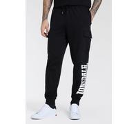 Jogginghose LONSDALE "BLEASBY", Herren, Gr. XXL, N-Gr, schwarz-weiß (schwarz, weiß), angeraute Sweatware, Obermaterial: 60% Baumwolle, 40% Polyester, Hosen Jogginghose, mit Eingrifftaschen und Cargota