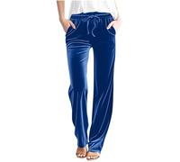 Jogginghose mit geradem Bein, Samt-Hose, elastische Taille, Trainingshose, Jogginghose mit Taschen, athletische Jogger, Yogahose, Activewear-Hose für Büro, Arbeit, Streetwear, 01#blau, M