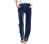 Jogginghose mit geradem Bein, Samt-Hose, elastische Taille, Trainingshose, Jogginghose mit Taschen, athletische Jogger, Yogahose, Activewear-Hose für Büro, Arbeit, Streetwear, 01#Marineblau, XL