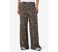 Jogginghose NOISY MAY "NMPASA NW WIDE PANTS NOOS", Damen, Gr. XS, N-Gr, schwarz aop:leo, Web, Obermaterial: 57% Baumwolle, 38% Modal, 5% Elasthan, bedruckt, regular fit normal, Hosen Jogginghose (2548