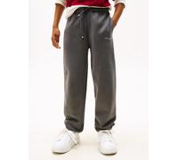 Jogginghose TOMMY HILFIGER "MINI CORP SWEATPANTS", Jungen, Gr. 12 (152), N-Gr, washed schwarz, Sweatware, Obermaterial: 80% Baumwolle, 20% Polyester, unifarben, regular fit lang, Hosen Jogginghose, Ki
