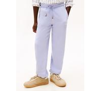 Jogginghose TOMMY HILFIGER "MINI CORP SWEATPANTS", Jungen, Gr. 8 (128), N-Gr, periwinkle dusk, Sweatware, Obermaterial: 80% Baumwolle, 20% Polyester, unifarben, regular fit lang, Hosen Jogginghose, Ki