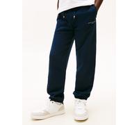 Jogginghose TOMMY HILFIGER "MINI CORP SWEATPANTS", Jungen, Gr. 8 (128), N-Gr, schwarz night navy, Sweatware, Obermaterial: 80% Baumwolle, 20% Polyester, unifarben, regular fit lang, Hosen Jogginghose,