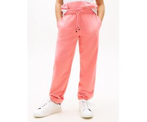 Jogginghose TOMMY HILFIGER "MINI CORP SWEATPANTS", Mädchen, Gr. 12 (152), N-Gr, tropical blush, Sweatware, Obermaterial: 80% Baumwolle, 20% Polyester, unifarben, regular fit lang, Hosen Jogginghose, K