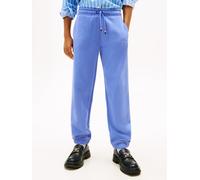 Jogginghose TOMMY HILFIGER "MINI CORP SWEATPANTS", Mädchen, Gr. 7 (122), N-Gr, blau (soft sapphire), Sweatware, Obermaterial: 80% Baumwolle, 20% Polyester, unifarben, regular fit lang, Hosen Joggingho