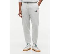 Jogginghose TOMMY JEANS "TJM REGULAR SIGNATURE", Herren, Gr. XXL, N-Gr, grau (ice grau heather), Sweatware, Obermaterial: 100% Baumwolle, regular fit lang, Hosen Jogginghose, mit Logo und Bündchen (93