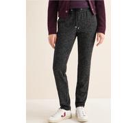 Jogger Pants CECIL, Damen, Gr. XL, Länge 30, schwarz, Stoff, 51% Viskose, 32% Nylon, 12% Polyester, 5% Elasthan, unifarben mit Farbeinsatz, comfort fit knöchellang, Hosen, in Salt und Pepper-Optik (69