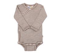 Joha Wickelbody langarm Ringel Wolle/Seide 56 natur/beige