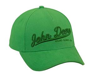 JOHN DEERE Basecap mit 3D-Schriftzug Grün - Einheitsgröße, Baumwolltwill, Silberne Schnalle