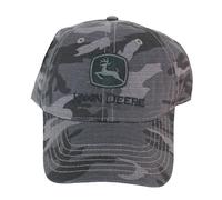 John Deere Black Gray Storm Camo Ripstop Canvas Cap Hat