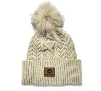 John Deere Damen Strickmütze aus Leder, mit Bommel, elfenbeinfarben, Elfenbein Heather, Einheitsgröße
