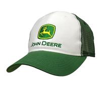 John Deere Herren Trucker-Baseballkappe mit Markenlogo, Netzrücken Cap, Weiß, One Size