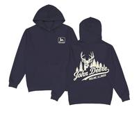 JOHN DEERE Hoodie Dunkelblau Langarmshirt Kapuzenpullover Pullover mit Logo & Hirsch-Rückendruck Für Landwirte & Outdoor-Fans (DE/NL/SE/PL, Alphanumerisch, XL, Regular, Regular)