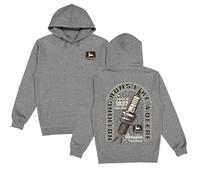 JOHN DEERE Hoodie Grau Kapuzenpullover Sweatshirt mit „Genuine Parts & Service“-Rückendruck & Logo - Für Landwirte & Werkstatt-Fans (DE/NL/SE/PL, Alphanumerisch, 3XL, Regular, Regular)