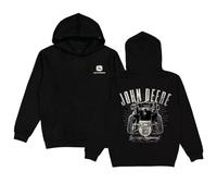 JOHN DEERE Hoodie Schwarz Kapuzenpullover Hoodie Pullover Sweatshirt mit Traktor-Rückendruck & „Genuine Equipment“-Design Für Landwirte & Fans (DE/NL/SE/PL, Alphanumerisch, 3XL, Regular, Regular)