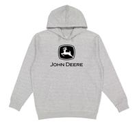 John Deere Kapuzen-Sweatshirt, Markenlogo, Grau meliert, Grau mit schwarz-weißem Logo, Large