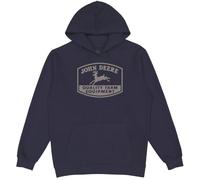 John Deere Kapuzen-Sweatshirt, Markenlogo, Grau meliert, Marineblau mit grauem Logo, X-Large