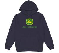 John Deere Kapuzen-Sweatshirt, Markenlogo, Grau meliert, Marineblau mit grünem / gelbem Logo, Large