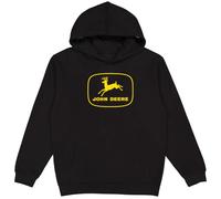 John Deere Kapuzen-Sweatshirt, Markenlogo, Grau meliert, Schwarz mit gelbem Logo, Large