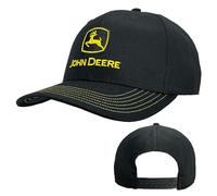 John Deere Moline 112 Black Woven Cap Yellow Construction Logo