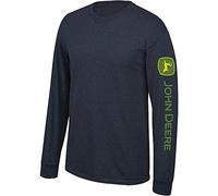 JOHN DEERE Solid Long Sleeve Tee with Logo on Sleeve, Navy- XL