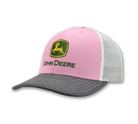 John Deere Trucker-Mütze, rosa und grau mit weißem Netzrücken, Snapback verstellbar, Rosa/Grau/Weiß, Einheitsgre