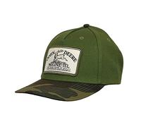 JOHN DEERE Vintage Logo Solid Backed Hat with Camo Bill, Green