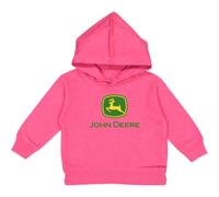 John Deere Youth Girl Hooded Sweatshirt-Hot Pink-S