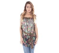 JOHN GALLIANO Bluse mit Beerendruck und Leopardenakzent - Größe: 40