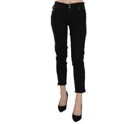 John Galliano Damen Schwarz Mittlere Taille Gekürzte Jeans mit Ausfransung Casual Hosen 24 (Größe)