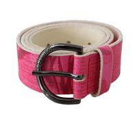 John Galliano Pink Leather Letter-Logo Design Rundschnallen-Gürtel 105cm