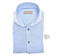 John Miller Tailored Fit Leinenhemd blau, Einfarbig