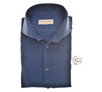 John Miller Tailored Fit Leinenhemd blau, Einfarbig