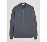 John Smedley Belper Extra Fine Merino Polo Pullover Slate Grey Grau M