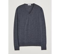 John Smedley Pullover Herren Slim Fit V-Ausschnitt Merinowolle grau, XL