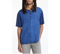 John Varvatos Dyer Regular Fit Ss Henley With Woven Pa Officer Blue Größe: S | Basic T-Shirts Outlet | Herren | Blau