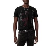John Varvatos Herren Stacheldraht + Skorpion Tee, Schwarz, L