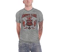 Johnny Cash T Shirt Distressed Ring of Fire Logo offiziell Herren Nue Grau