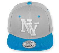 JOHNNY CHICOS NY Kindercap Snapback Cappy 50-56cm Kopfumfang - Einheitsgröße durch verstellbaren Verschluss Einheitsgröße, NY-Grey-Sky-Kids